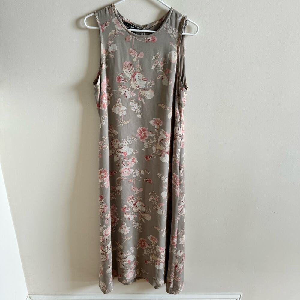 Lauren Ralph Lauren Dress 12 Floral Pastel Silk Maxi Romantic Cottage Core